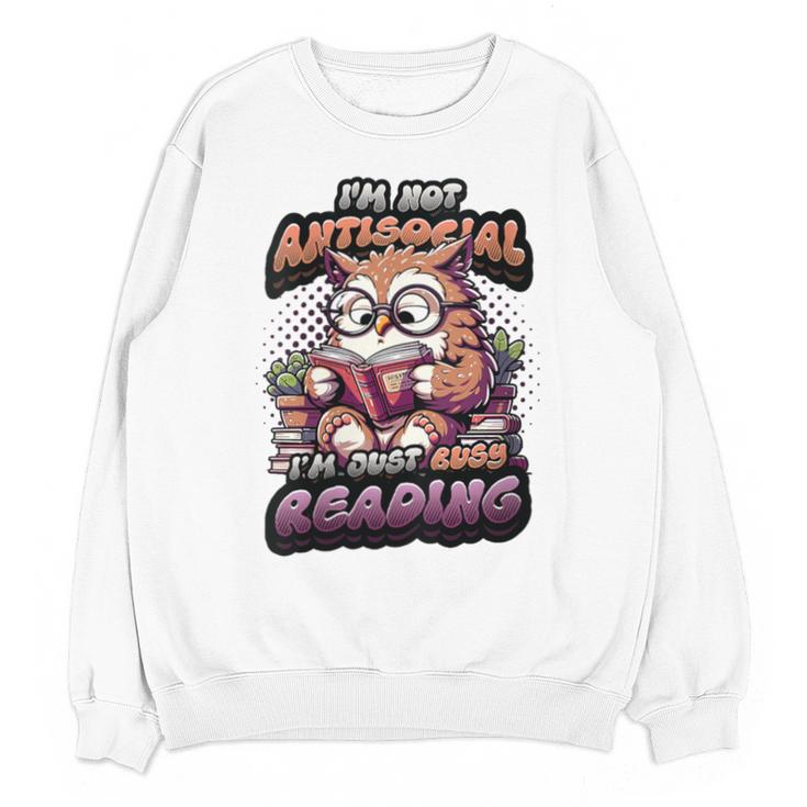 Book Lover Owl Reading Books Introvert Bookworm Unisex Sweatshirt