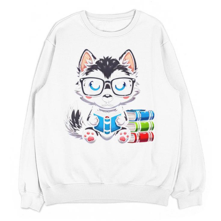 Book Lover Reading Husky Dog Unisex Sweatshirt