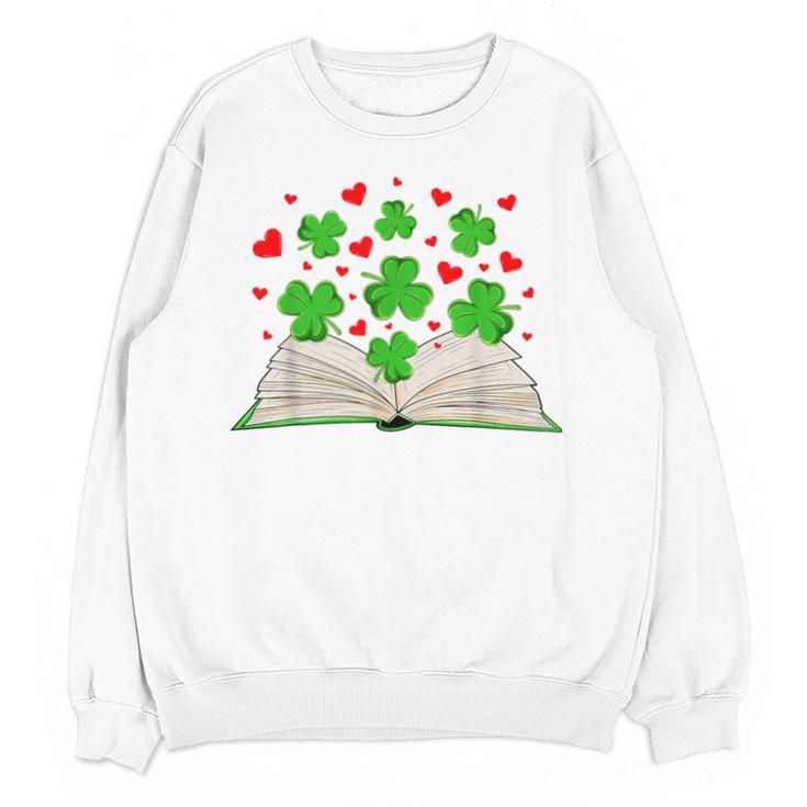 Book With Shamrocks Librarian Saint Patrick's Day Kids Unisex Sweatshirt