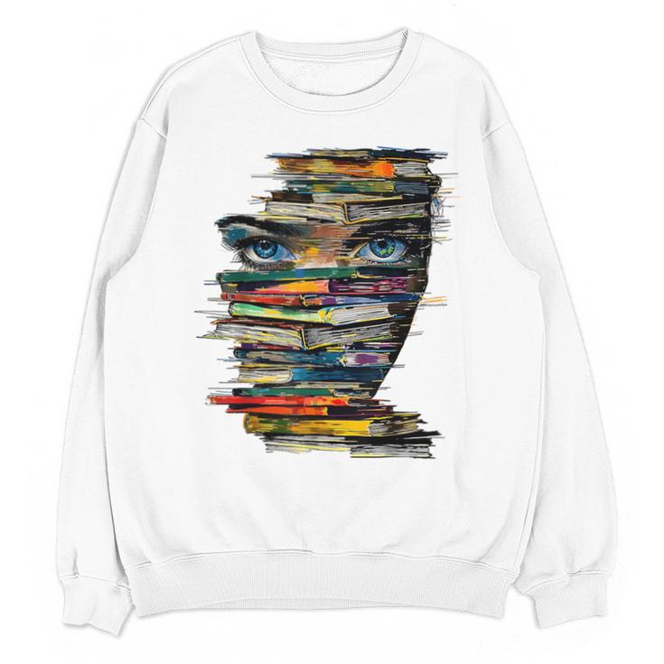 Book Women Graphic Art Colorful Eyes Unisex Sweatshirt