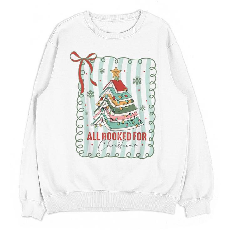 All Booked For Christmas Book Xmas Tree Coquette Bow Lights Unisex Sweatshirt