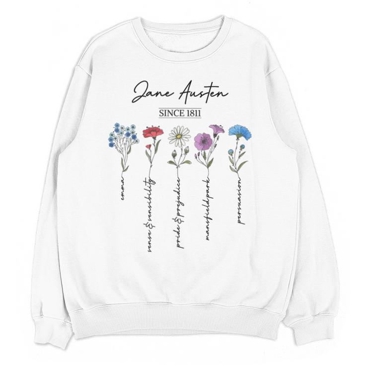Bookish Feminist Jane Austen Fan Jane Austen Flower Books Unisex Sweatshirt
