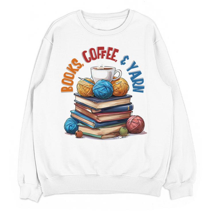 “Books Coffee & Yarn Enthusiast Cozy Reader Unisex Sweatshirt