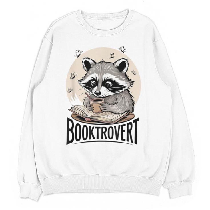 Booktrovert Raccoon Reading And Coffee For Book Lover Unisex Sweatshirt