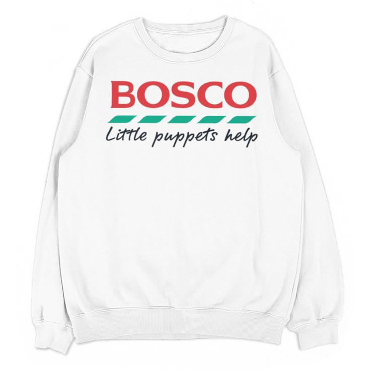 Bosco Little Puppets Help Irish Nostalgia Retro 80s Premium Tri-Blend Unisex Sweatshirt