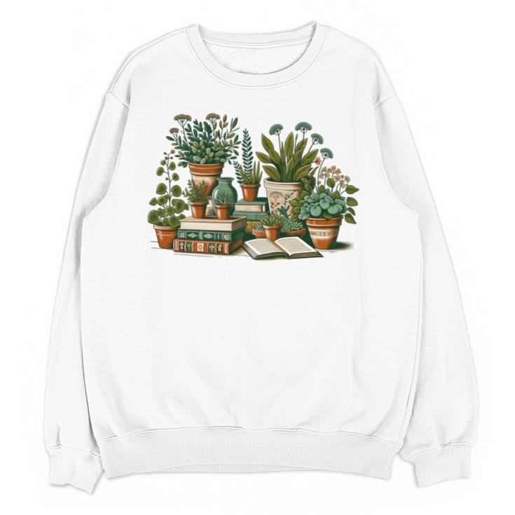 Botanical Garden Plants With Books Unisex Sweatshirt