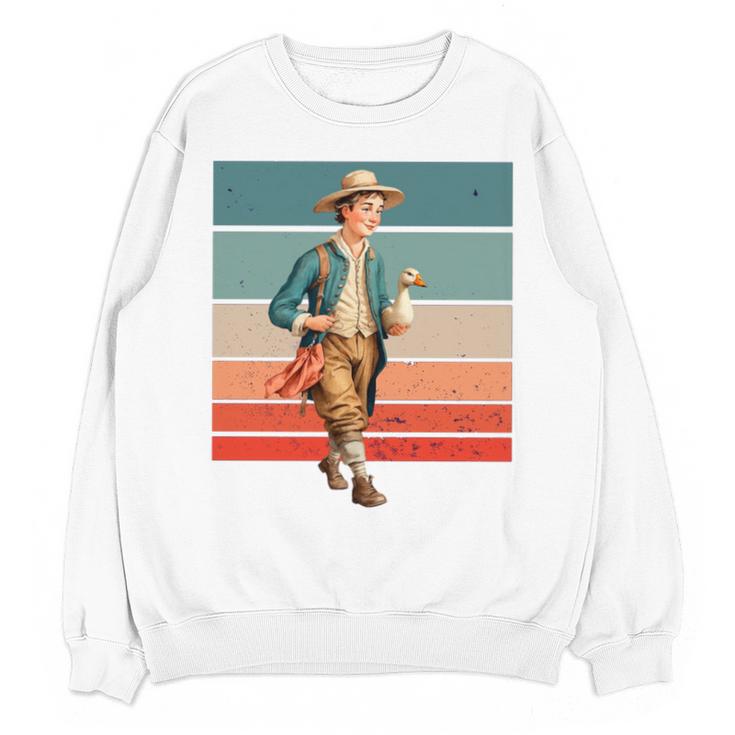 Boy Goose Vintage Rural Pastoral Charm Nostalgia Simple Life Unisex Sweatshirt