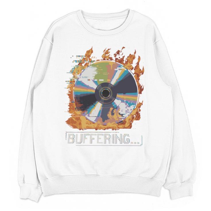 Buffering Glitched CD On Fire 2000s Nostalgia Unisex Sweatshirt