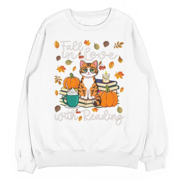 Cat Fall In Love With Reading Book Lover Autumn Unisex Sweatshirt