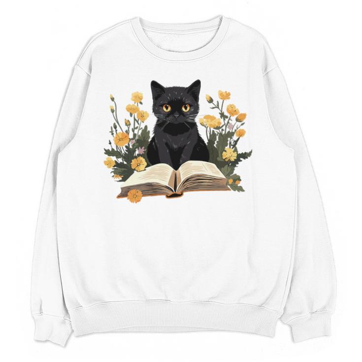 Cat Shirts For Women Book Lover Shirt Cute Cat And Book Premium Tri-Blend Unisex Sweatshirt