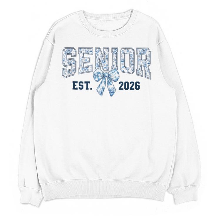 Class Of 2026 Senior 26 Coquette Bow Toile Preppy Graduation Unisex Sweatshirt