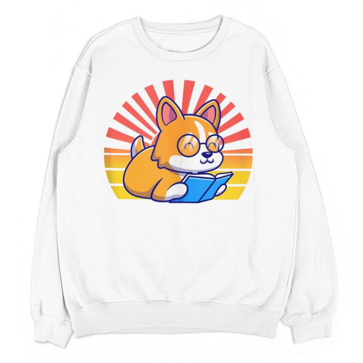 Corgi Dog Reading Book Book Lover Dog Lover Unisex Sweatshirt