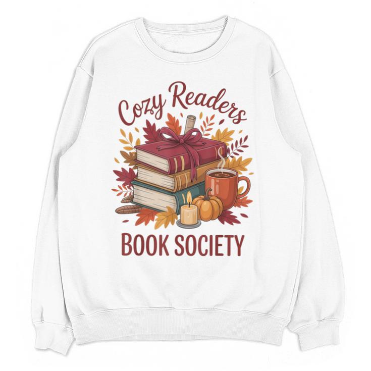 Cozy Readers Book Society Fall Autumn Floral Pumpkin Season Unisex Sweatshirt
