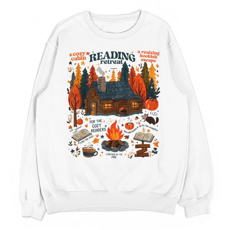 Cozy Reading Cabin Retreat Fall Bookish Autumn Cozy Reader Unisex Sweatshirt