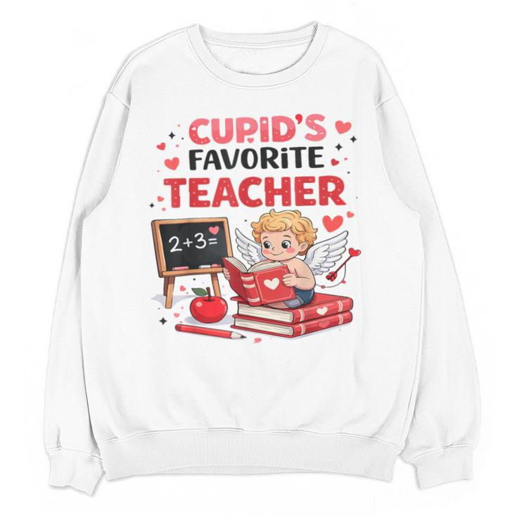 Cupid's Favorite Math Teacher Valentine Reading Book Women Unisex Sweatshirt