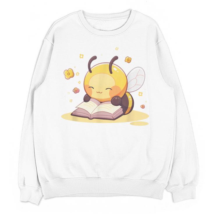 Cute Bee Reading Book Teacher Student Reader Graphic For Men Women Kids Unisex Sweatshirt