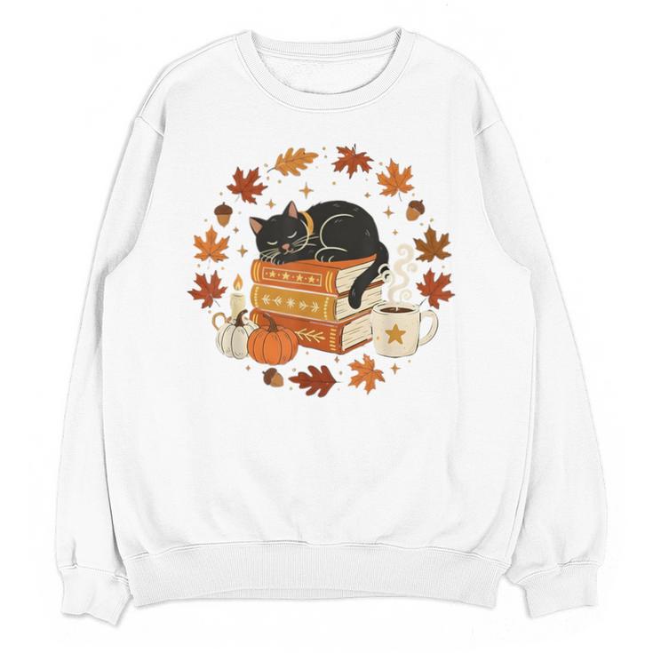 Cute Cat Fall In Love With Reading Book Cat Lover Librarian Unisex Sweatshirt