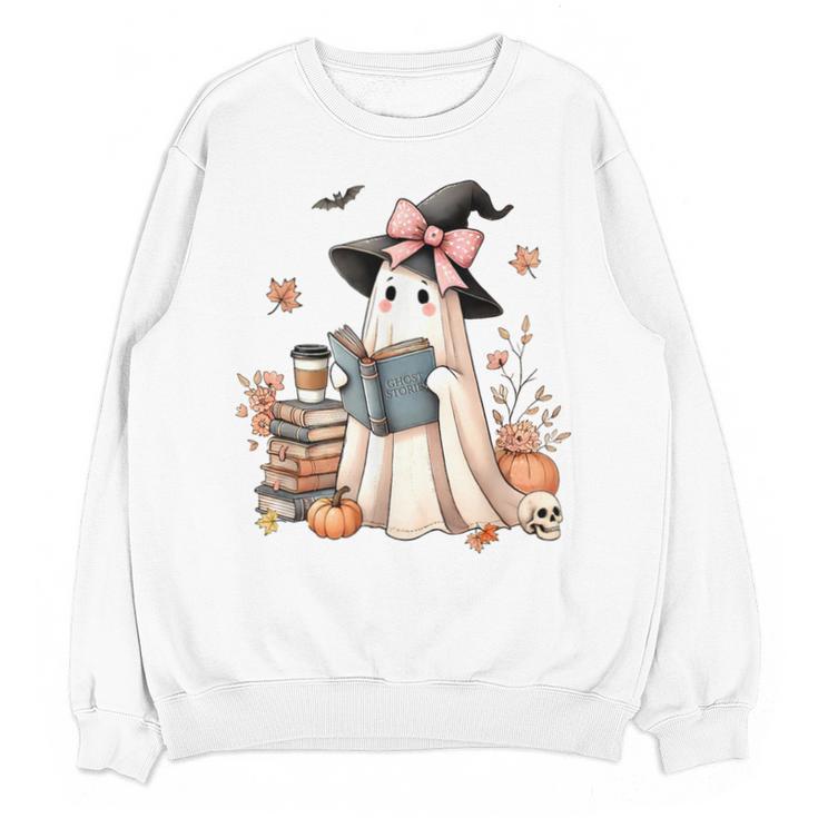 Cute Ghost Reading Book Librarian Book Lover Unisex Sweatshirt