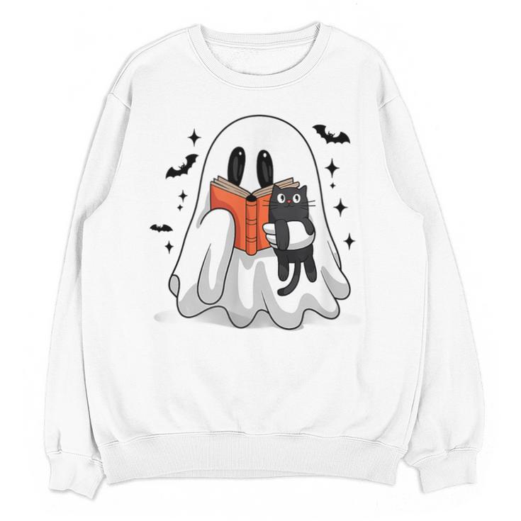 Cute Halloween Ghost Reading Book Unisex Sweatshirt