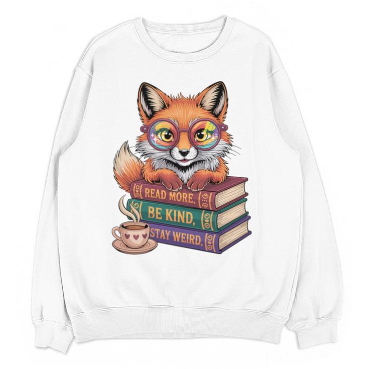 Cute Nerdy Fox Read Books Be Kind Stay Weird Book Club Premium Tri-Blend Unisex Sweatshirt