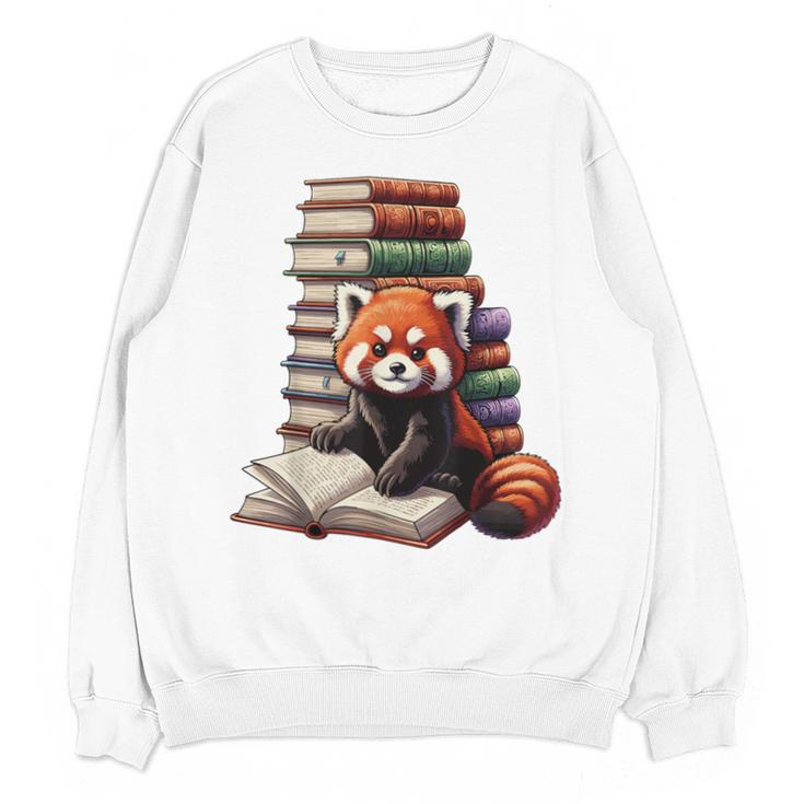 Cute Red Panda Reading Book Animal Bookworm Unisex Sweatshirt