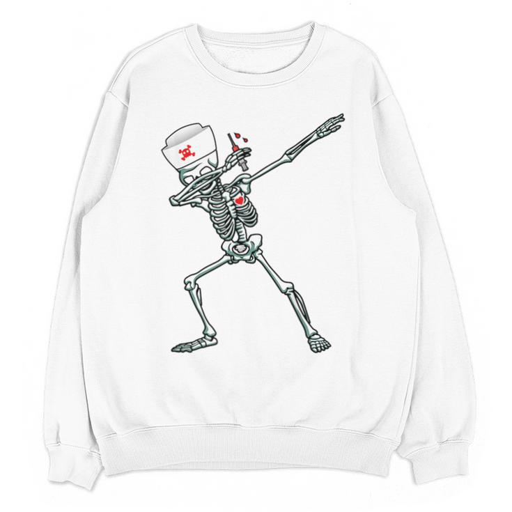 Dabbing Skeleton Nurse  Halloween Graduation Unisex Sweatshirt