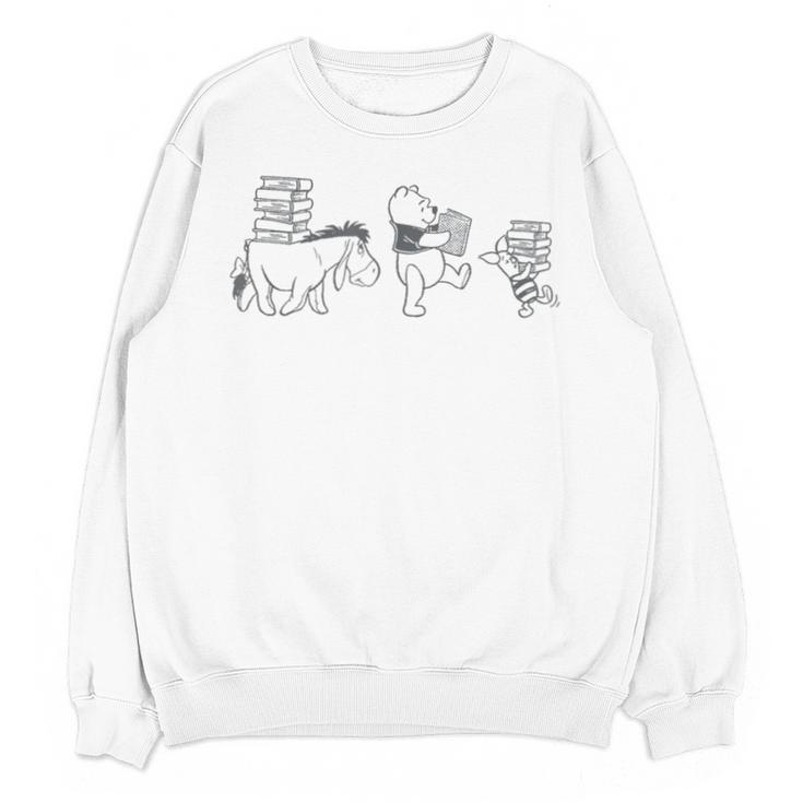 Disney Winnie The Pooh Eeyore Pooh & Piglet Carrying Books Unisex Sweatshirt