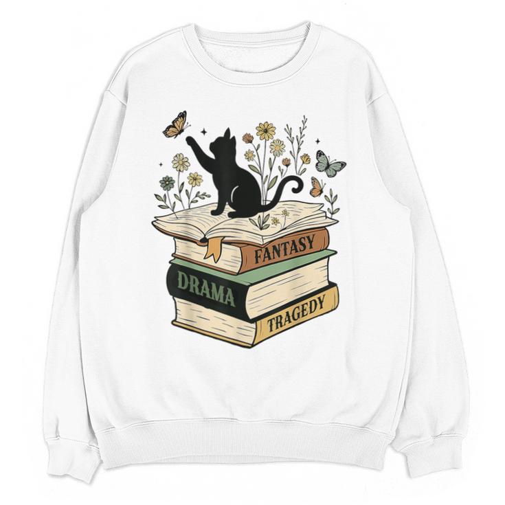 Fantasy Drama Tragedy Cat Book Lover Reading Humor Unisex Sweatshirt