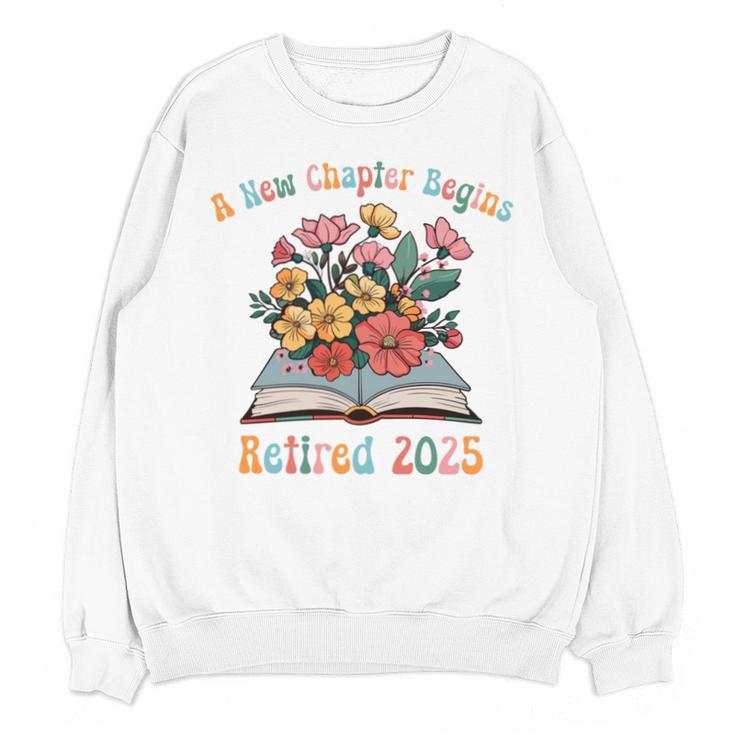 Floral Book Officially Retired 2025 A New Chapter Begins Unisex Sweatshirt