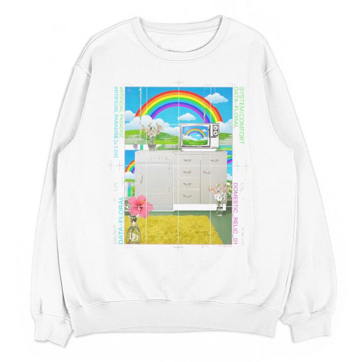 Frutiger Aero Aesthetic Rainbow Glitch Art Premium Tri-Blend Unisex Sweatshirt