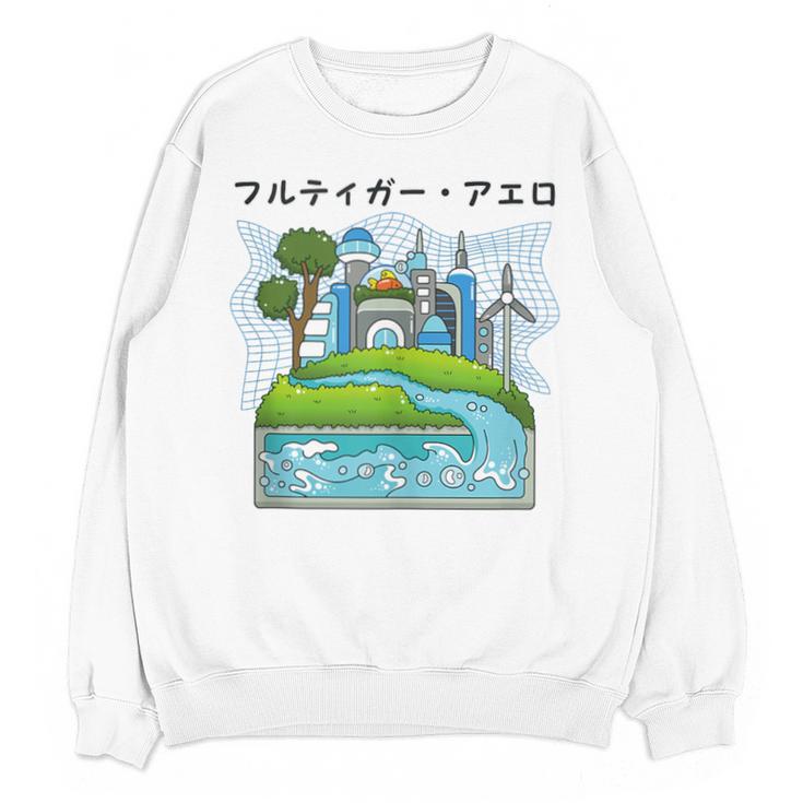 Future City Wind Power Frutiger Aero Y2K Style Ocean Unisex Sweatshirt