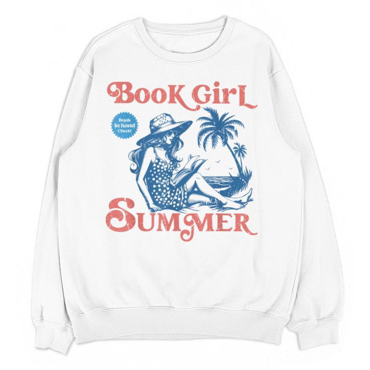 Girl Reading Book Summer Beach Vacation For Book Lover Unisex Sweatshirt