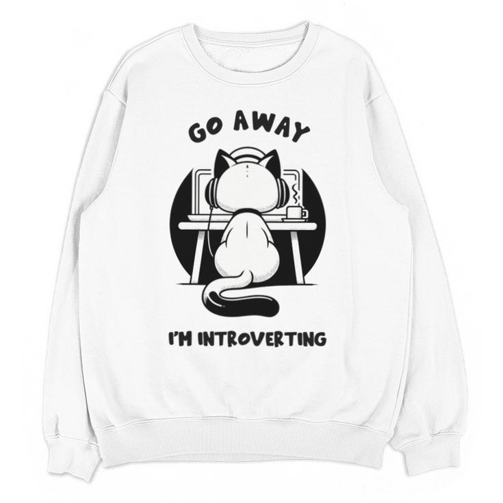 Go Away I'm Introverting Cat With Coffee Unisex Sweatshirt Go Away I'm Introverting Cat With Coffee Unisex Sweatshirt