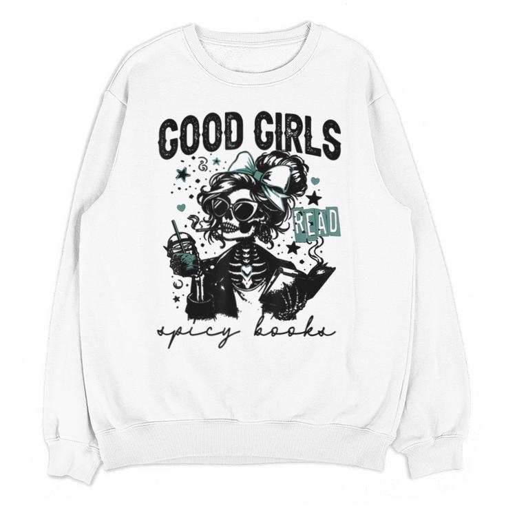 Good Girls Read Spicy Skeleton Book Club Unisex Sweatshirt