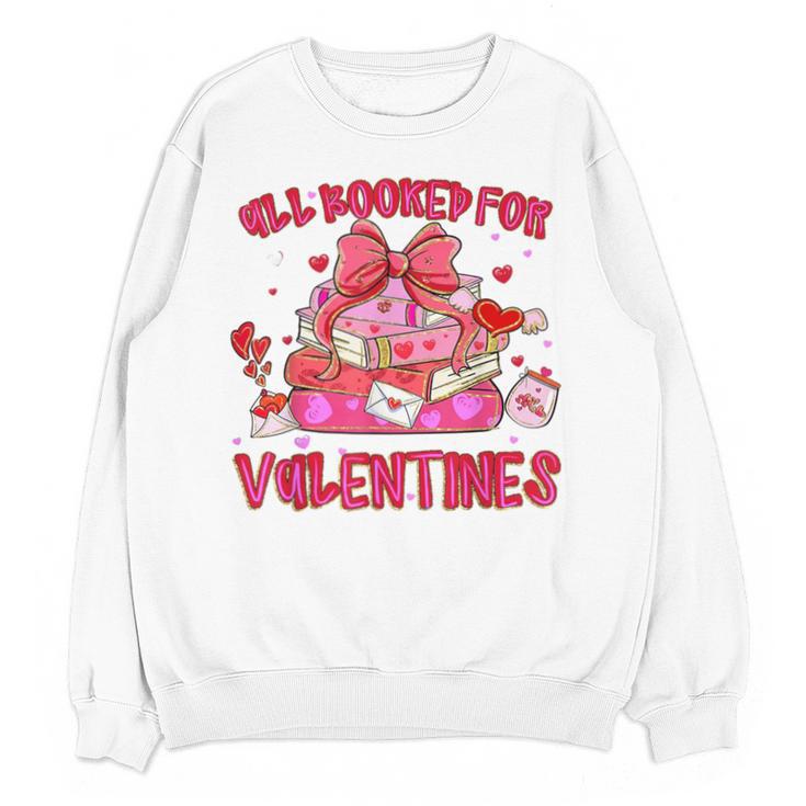 Groovy All Booked For Valentines Books Pink Coquette Bow Unisex Sweatshirt