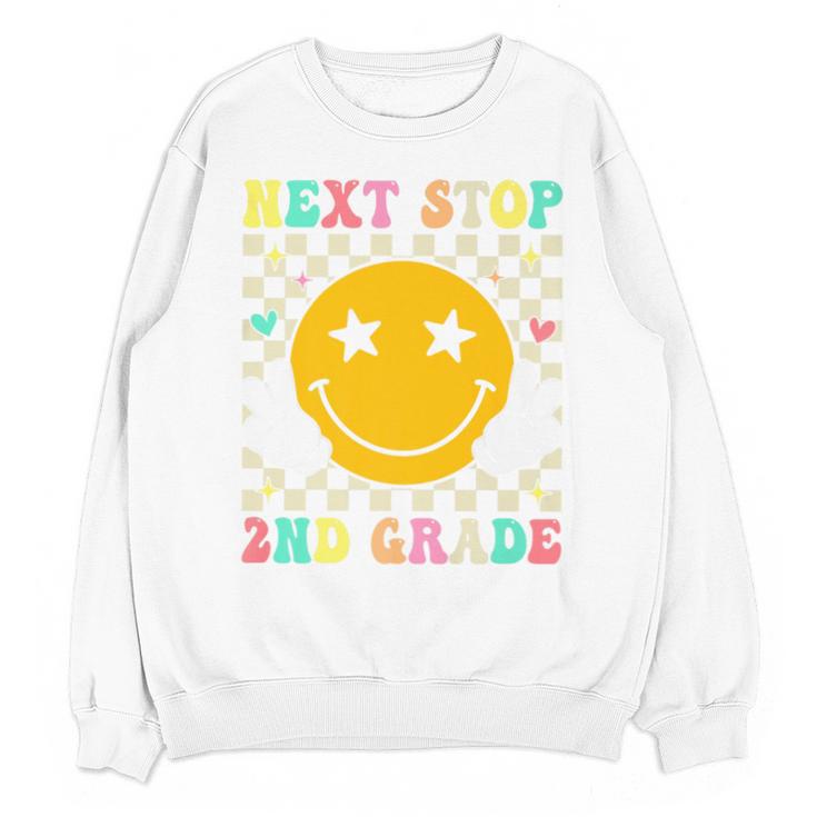Groovy Next Stop 2nd Grade 1st Grade Graduation 2025 Premium Unisex Sweatshirt