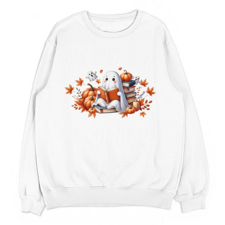 Halloween Book Lover Ghost Witch Books & Pumpkins Unisex Sweatshirt