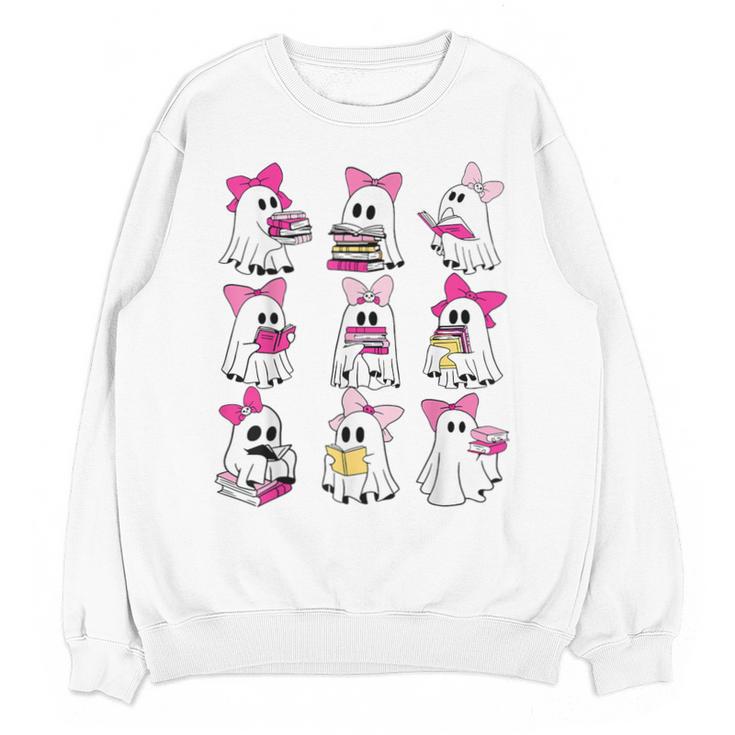 Halloween Pink Ghost Read More Books Spooky Boo Teacher Kids Unisex Sweatshirt