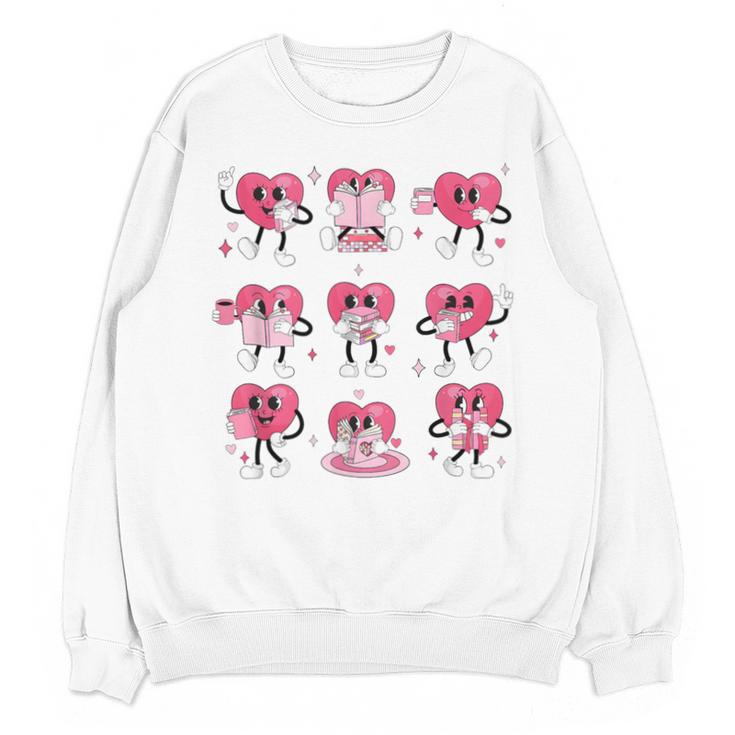 Heart Reading Books Valentine Teacher Boy Girl Book Lover Unisex Sweatshirt