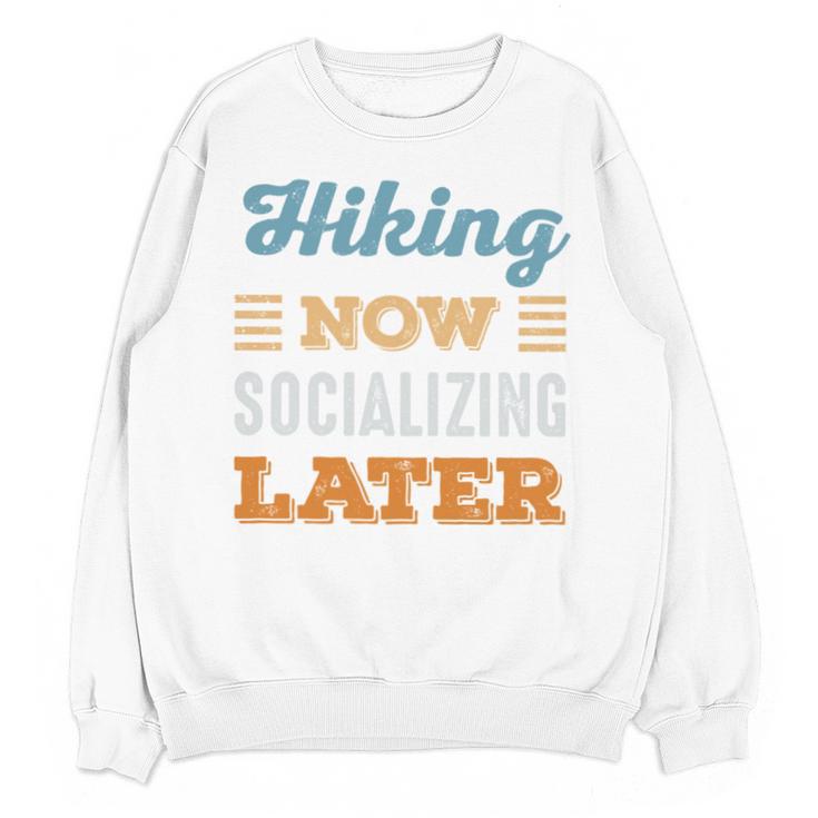 Hiking Now Minimal Socializing Introvert Vintage Unisex Sweatshirt