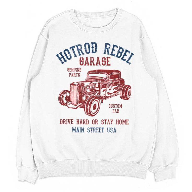 Hotrod Rebel Automotive Nostalgia Old Car Distressed Unisex Sweatshirt