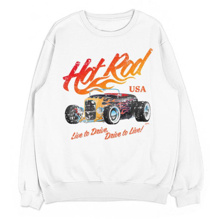 Hotrod Vintage Style Car Nostalgia Hotrod Distressed Premium Tri-Blend Unisex Sweatshirt