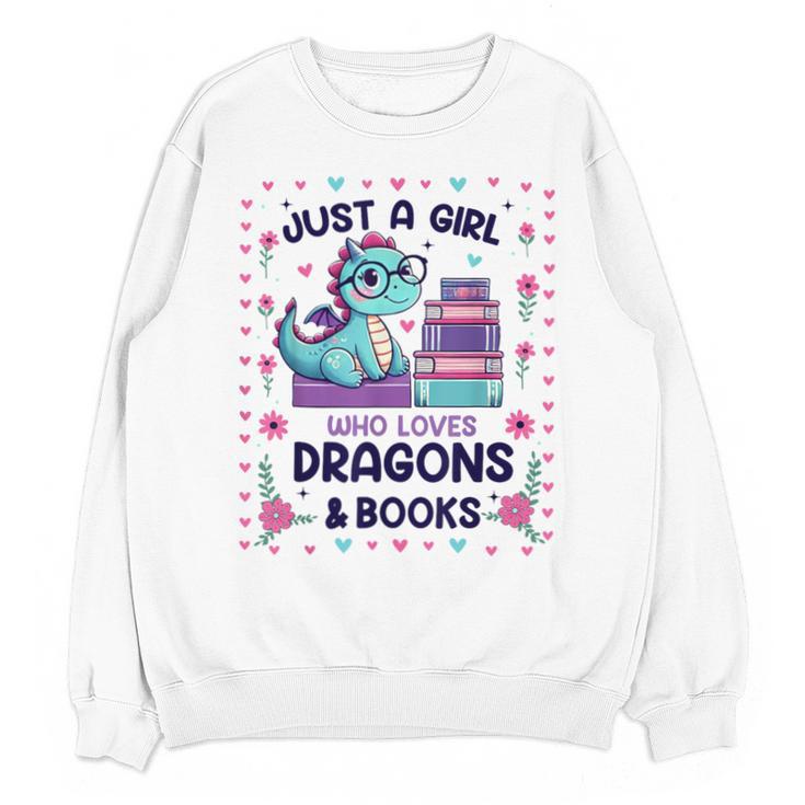 Just A Girl Who Loves Dragons And Books Lover Reading Book Unisex Sweatshirt