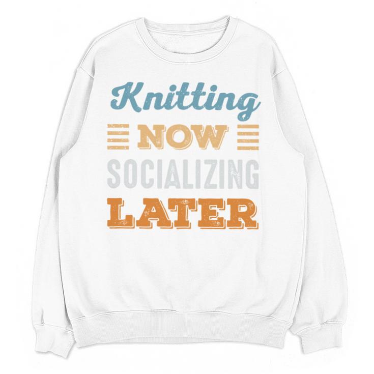 Knitting Now Minimal Socializing Introvert Vintage Unisex Sweatshirt