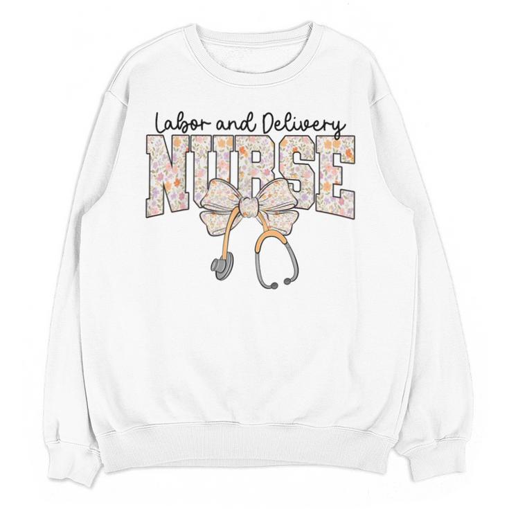 Labor And Delivery Nurse Stethoscope Coquette Bow Graduation Unisex Sweatshirt
