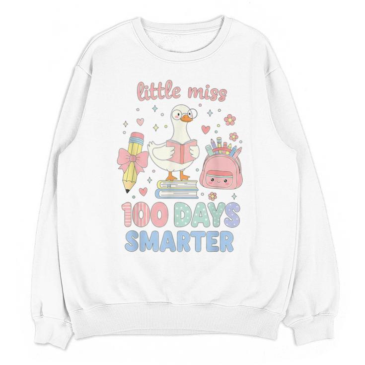Little Miss 100 Days Smarter Cute Goose Reading Books Girls Unisex Sweatshirt