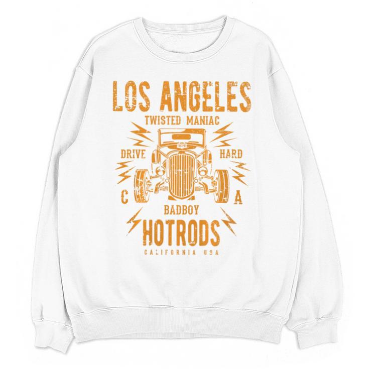 Los Angeles Hotrods Automotive Nostalgia Distressed Premium Tri-Blend Unisex Sweatshirt