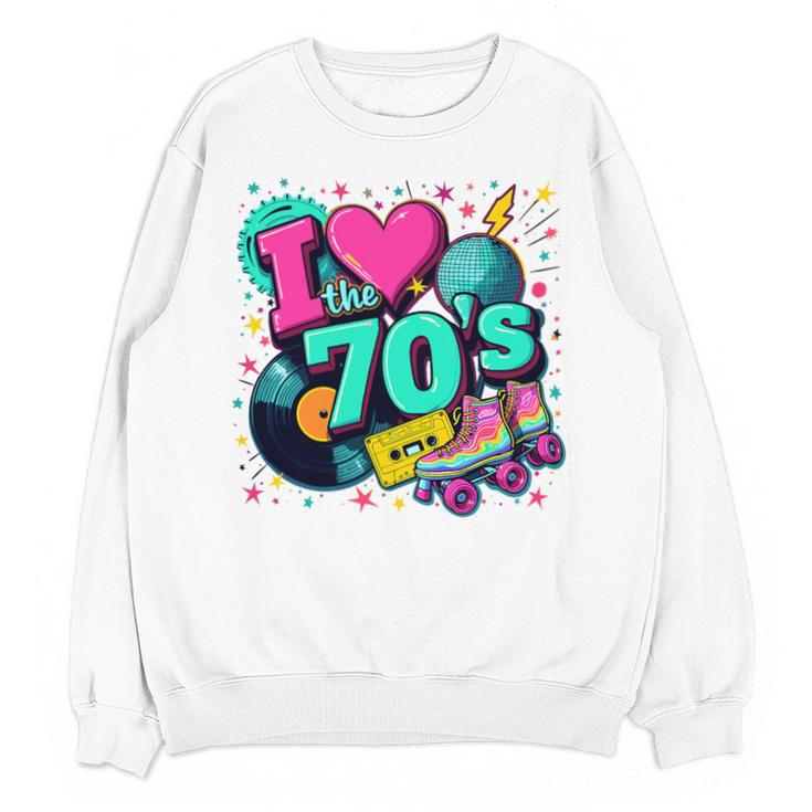 I Love The 70s Retro Cassette Roller Vinyl Disco Nostalgia Premium Tri-Blend Unisex Sweatshirt