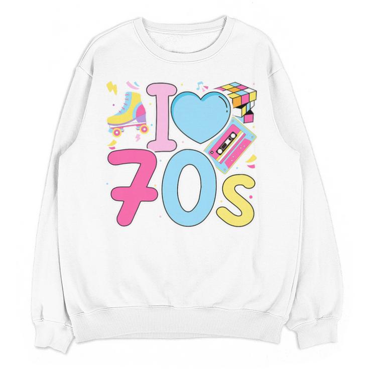 I Love 70's Retro Style Nostalgia Vibe 1970's Party Premium Tri-Blend Unisex Sweatshirt