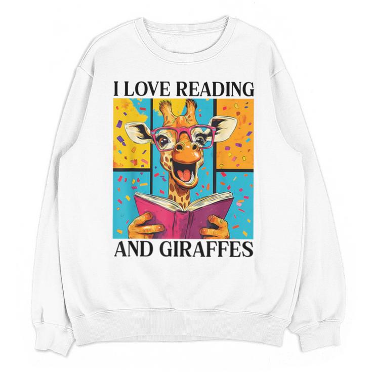 Love Reading And Giraffes Cute Giraffe Reading Book Lovers Unisex Sweatshirt